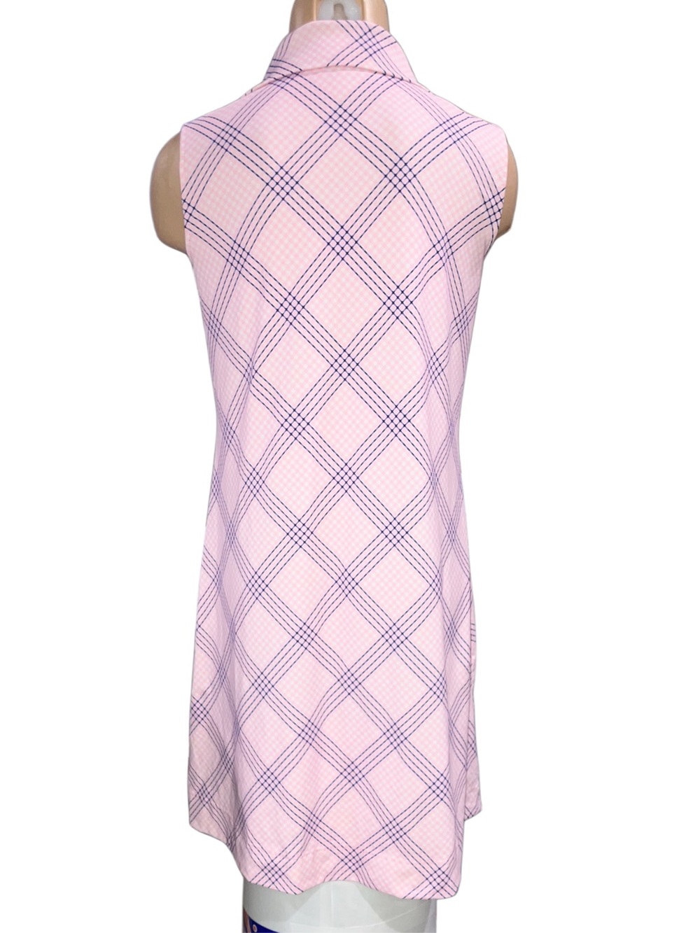 Lulu B Dress Pink Plaid Stretch Popover Mini Beach Tennis Golf Size Small NWOT - Picture 7 of 11